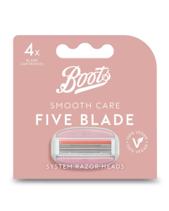 Boots Smooth Care 5 Blade System Razor Refill Cartridges 4pk