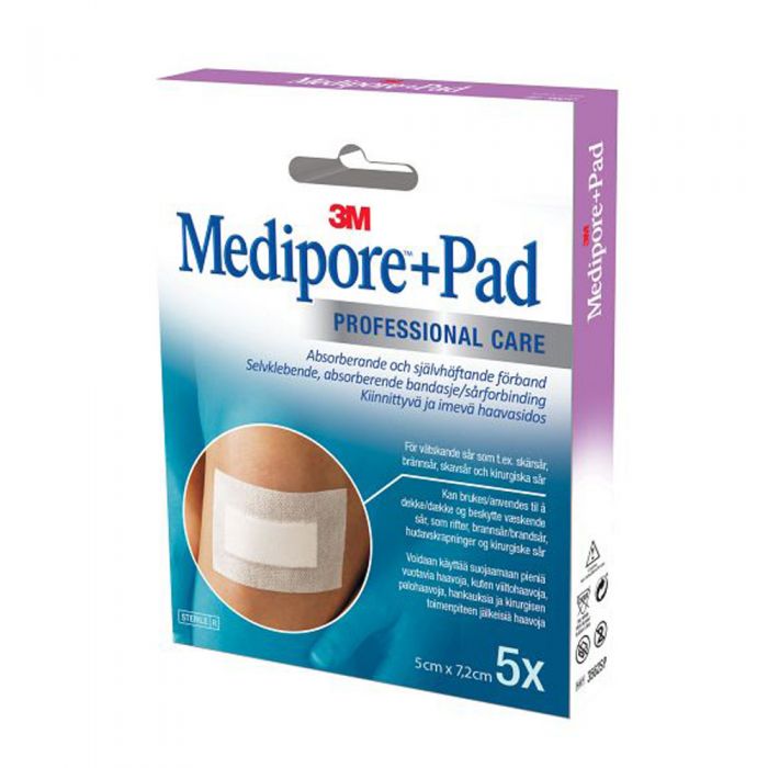 Medipore +Pad Kompr 5X7,2Cm 5 stk