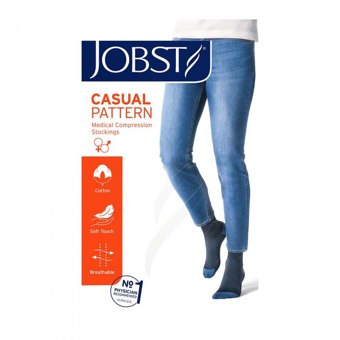 JOBST Casual Pattern med SoftFit, kkl 1, Knestrømpe, M, regular, grå