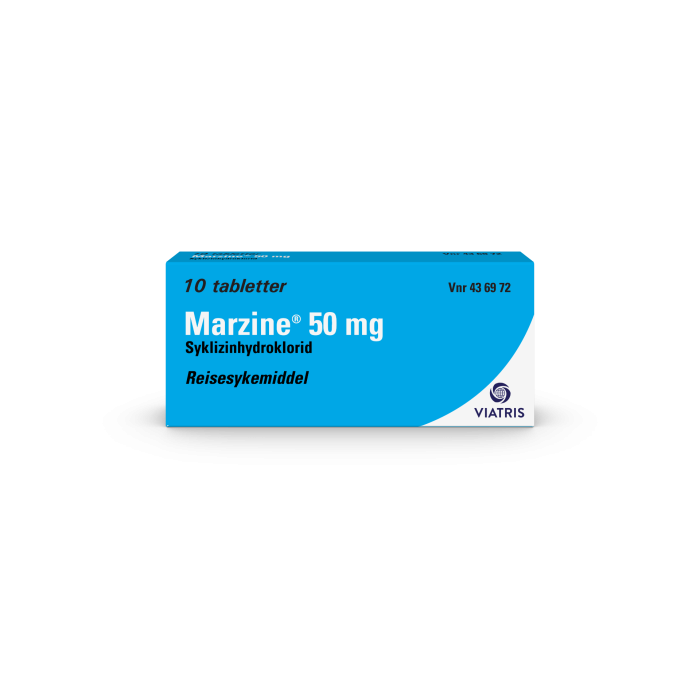 Marzine tabletter 50 mg 10 stk